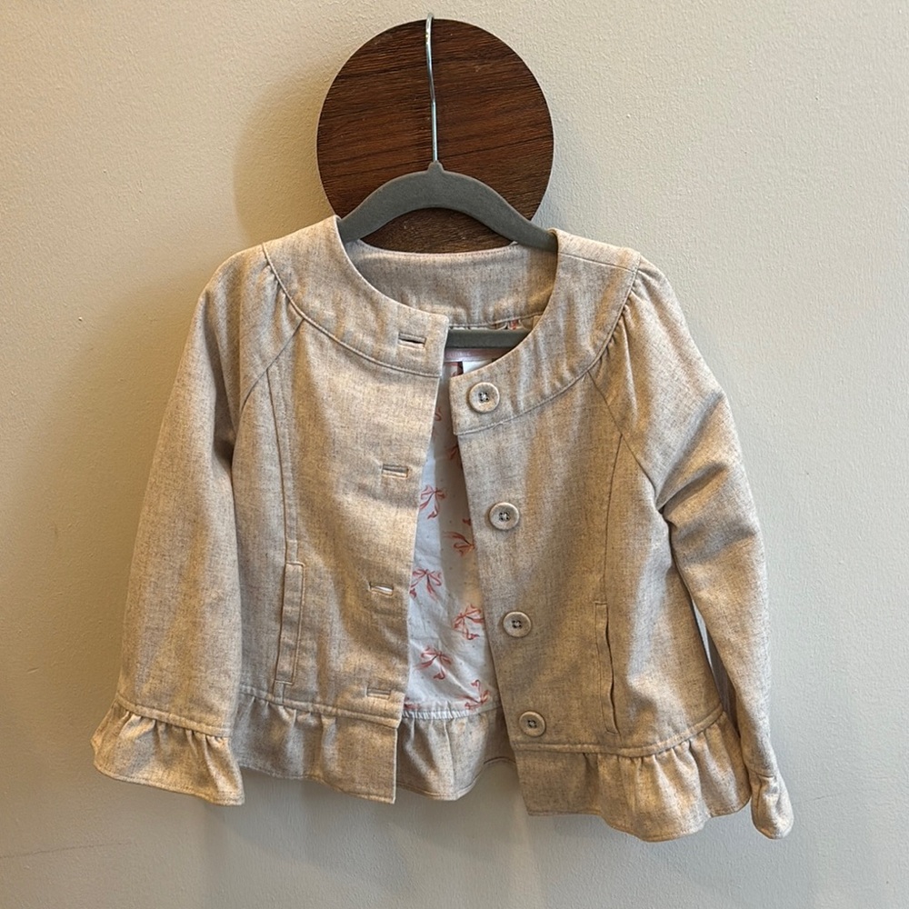 Janie and Jack Girls Beige Ruffle Jacket